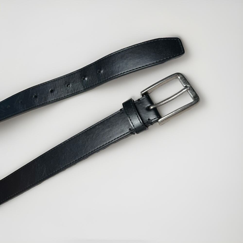 Target Black Faux Leather Belt Size M Silver Tone Buckle Made in Guatemala